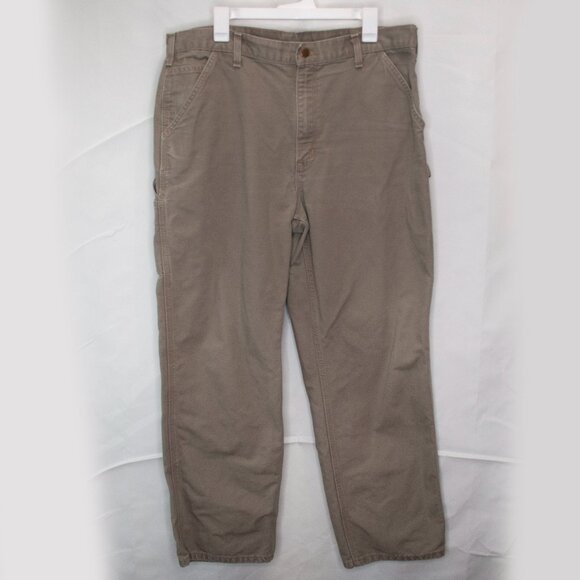 Carhartt Other - Carhartt Loose Straight Duck Dungaree Work Pants Mens 38 Beige B11 38x31 0309X